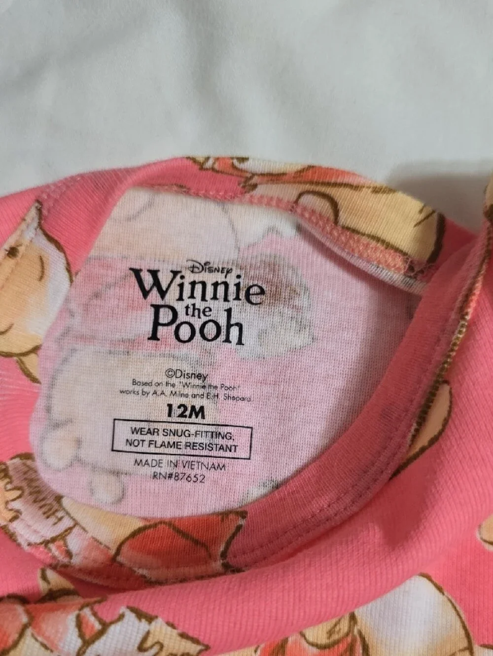 Disney Pink & White Winnie the Pooh 2-Piece Pajama Sets